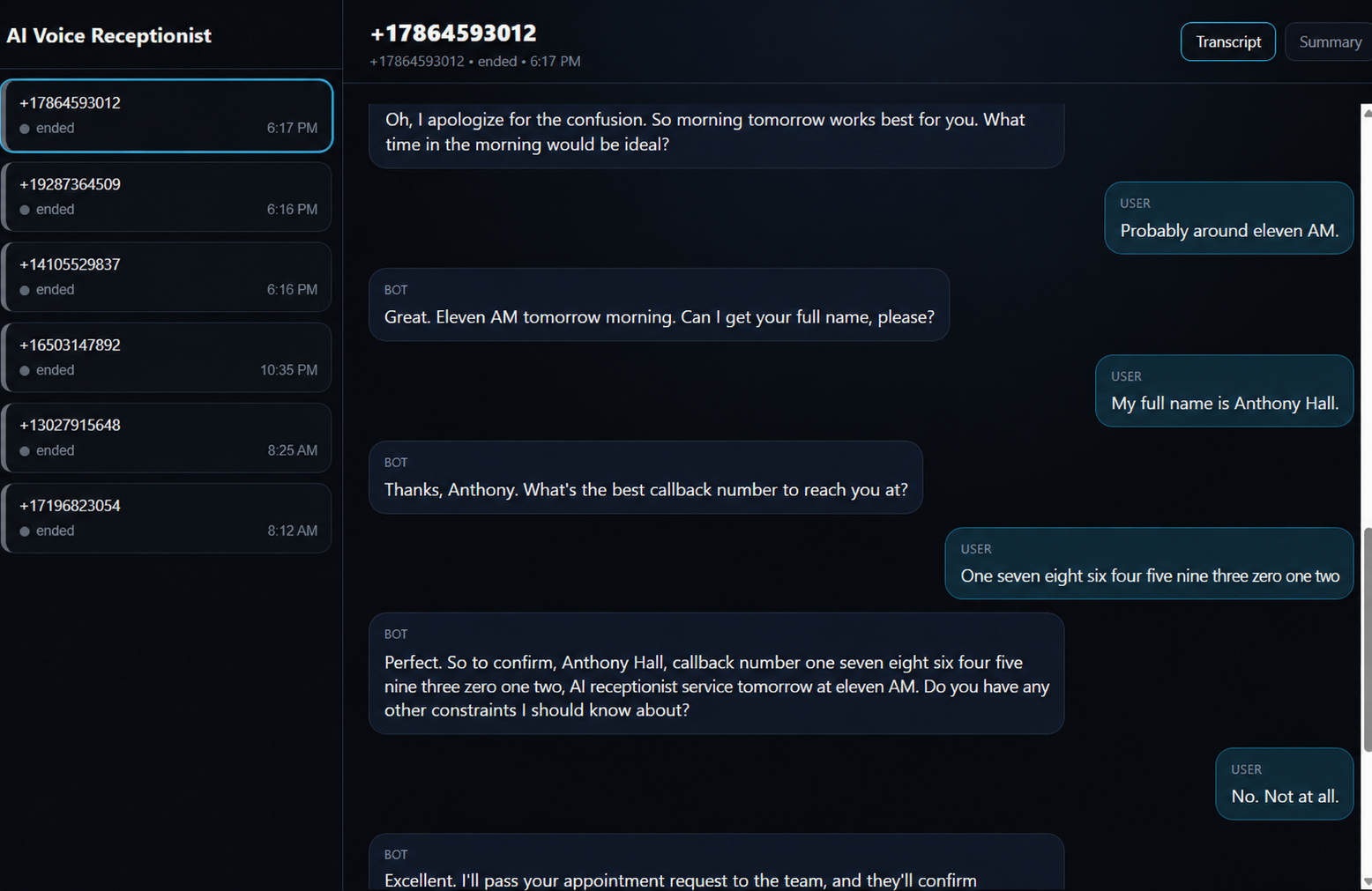 AI Receptionist answers the call